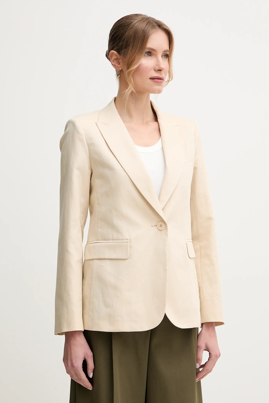 Blazer με μείγμα λινών Weekend Max Mara χρώμα: μπεζ, 2515041062600 φωτογραφία