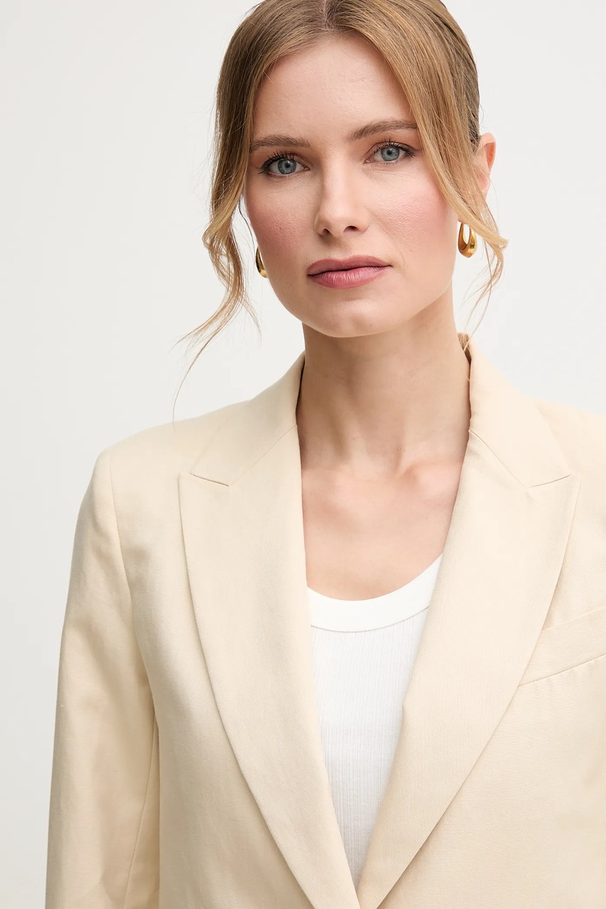 Blazer με μείγμα λινών Weekend Max Mara χρώμα: μπεζ, 2515041062600 φωτογραφία