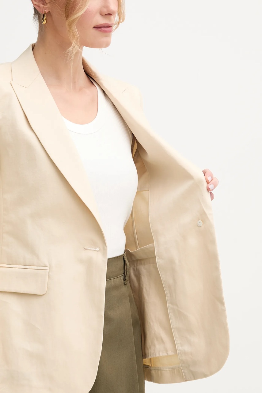 Blazer με μείγμα λινών Weekend Max Mara χρώμα: μπεζ, 2515041062600 φωτογραφία