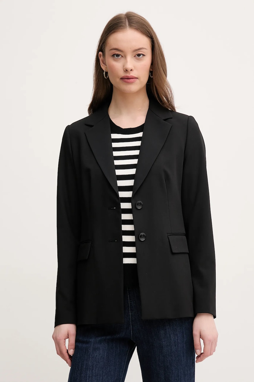United Colors of Benetton sacou culoarea negru, un singur rand de nasturi, uni, 2R4CDW02W United Colors of Benetton sacou culoarea negru, un singur rand de nasturi, uni, 2R4CDW02W