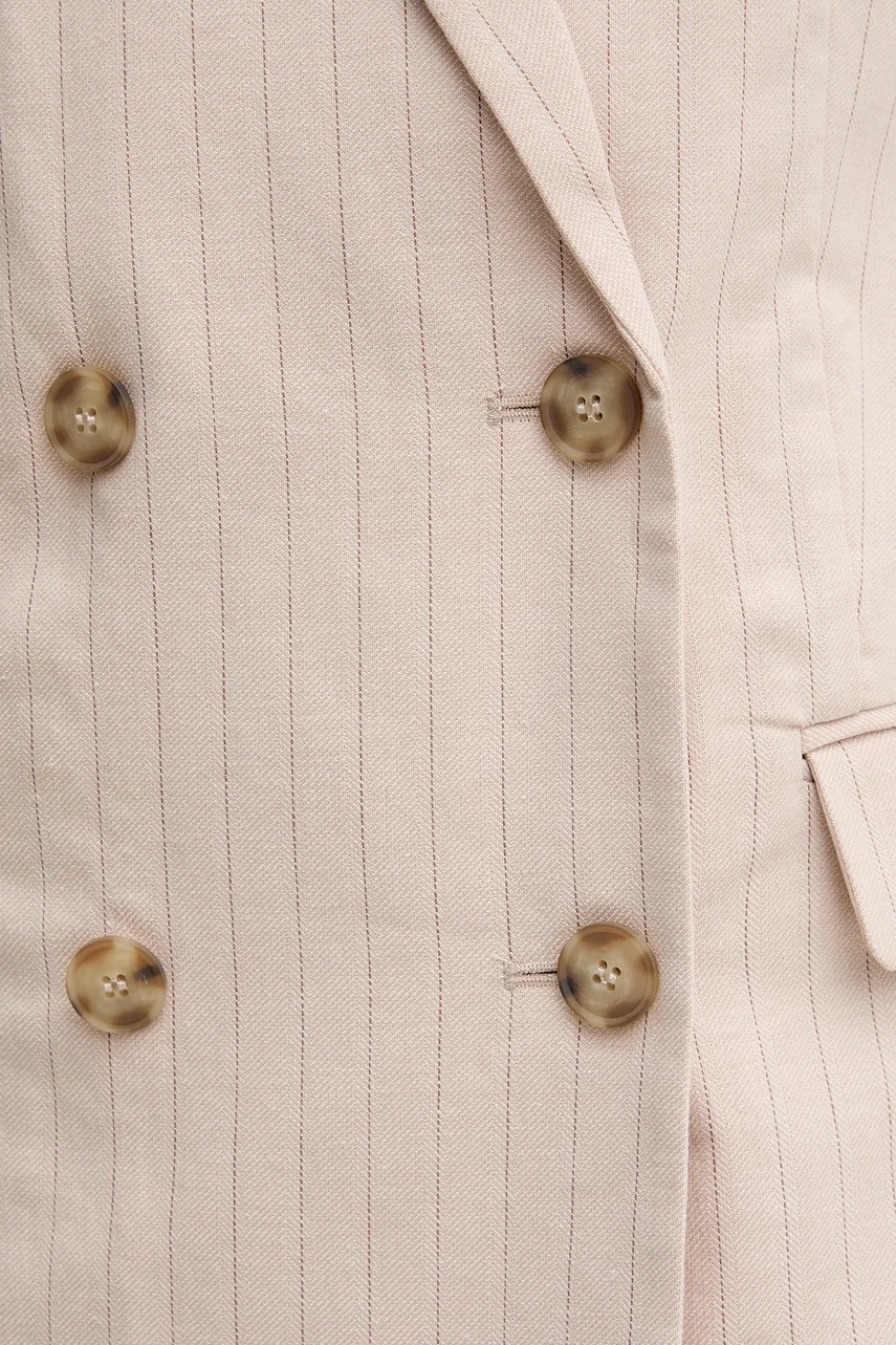 Γιλέκο με λινό μείγμα United Colors of Benetton χρώμα: μπεζ, 29KBDJ00W φωτογραφία