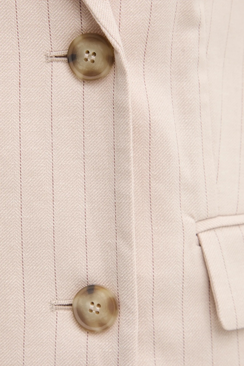 Blazer με μείγμα λινών United Colors of Benetton χρώμα: μπεζ, 29KBDW033 φωτογραφία