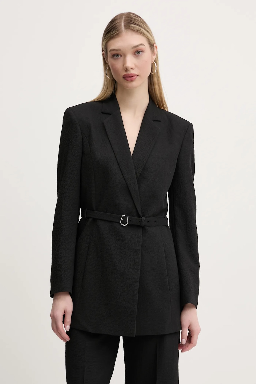 HUGO sacou culoarea negru, un singur rand de nasturi, neted, 50537559