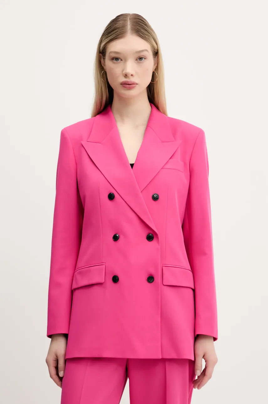 HUGO sacou culoarea roz, cu doua randuri de nasturi, uni, 50537560