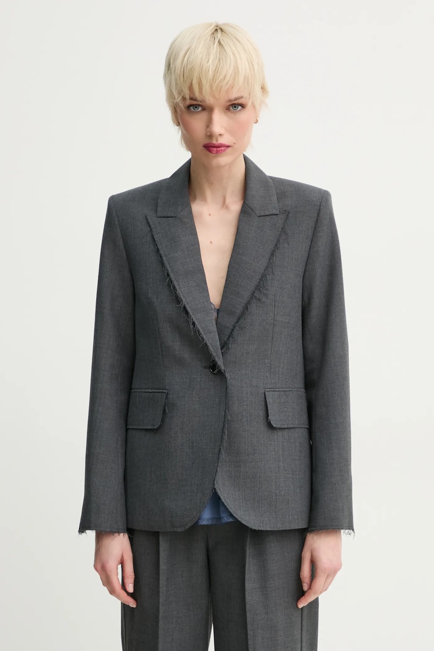 ZADIG&VOLTAIRE sacou culoarea gri, un singur rand de nasturi, uni, WWBL01923 ZADIG&VOLTAIRE sacou culoarea gri, un singur rand de nasturi, uni, WWBL01923