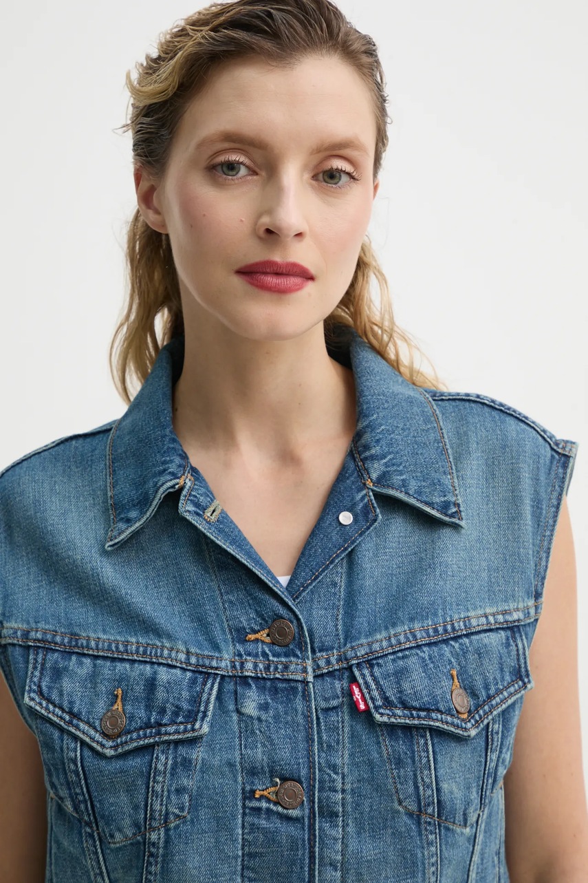 Αμάνικο μπουφάν Levi's SHRUNKEN 90S VEST χρώμα: μπλε, 001W2 φωτογραφία