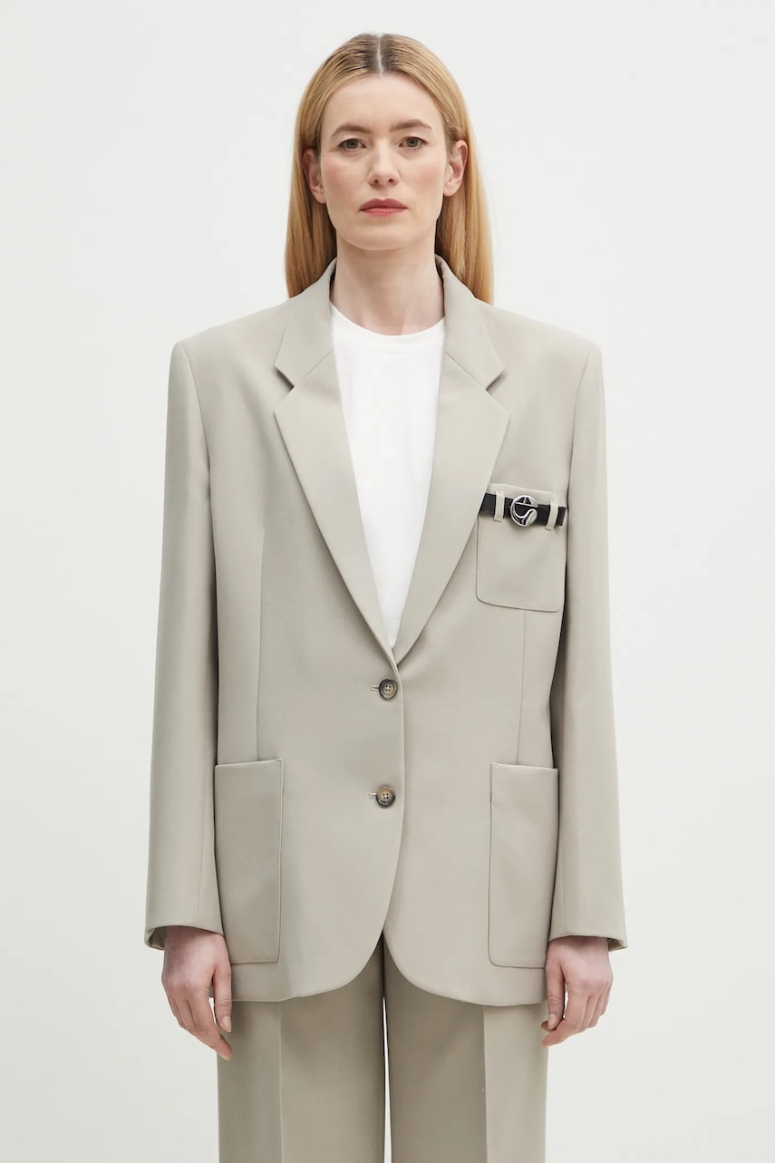 Levně Sako Coperni Belted Pocket Tailored béžová barva, oversize, COPV69F3004