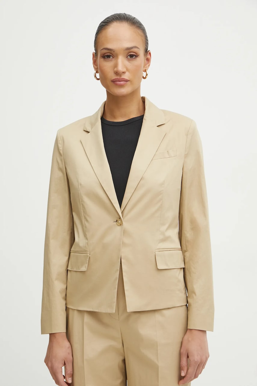 BOSS sacou culoarea bej, un singur rand de nasturi, neted, 50537453 BOSS sacou culoarea bej, un singur rand de nasturi, neted, 50537453