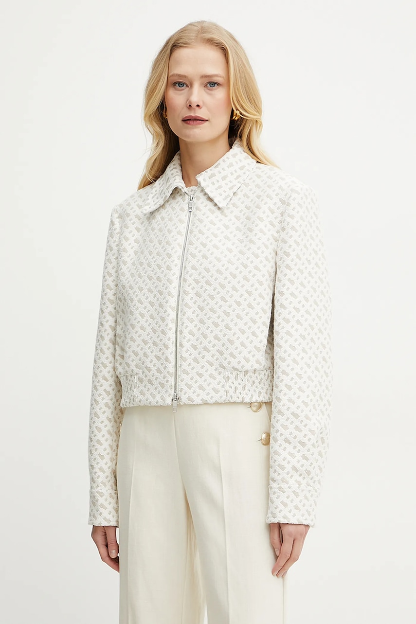 BOSS geaca femei, culoarea alb, de tranzitie, 50540231