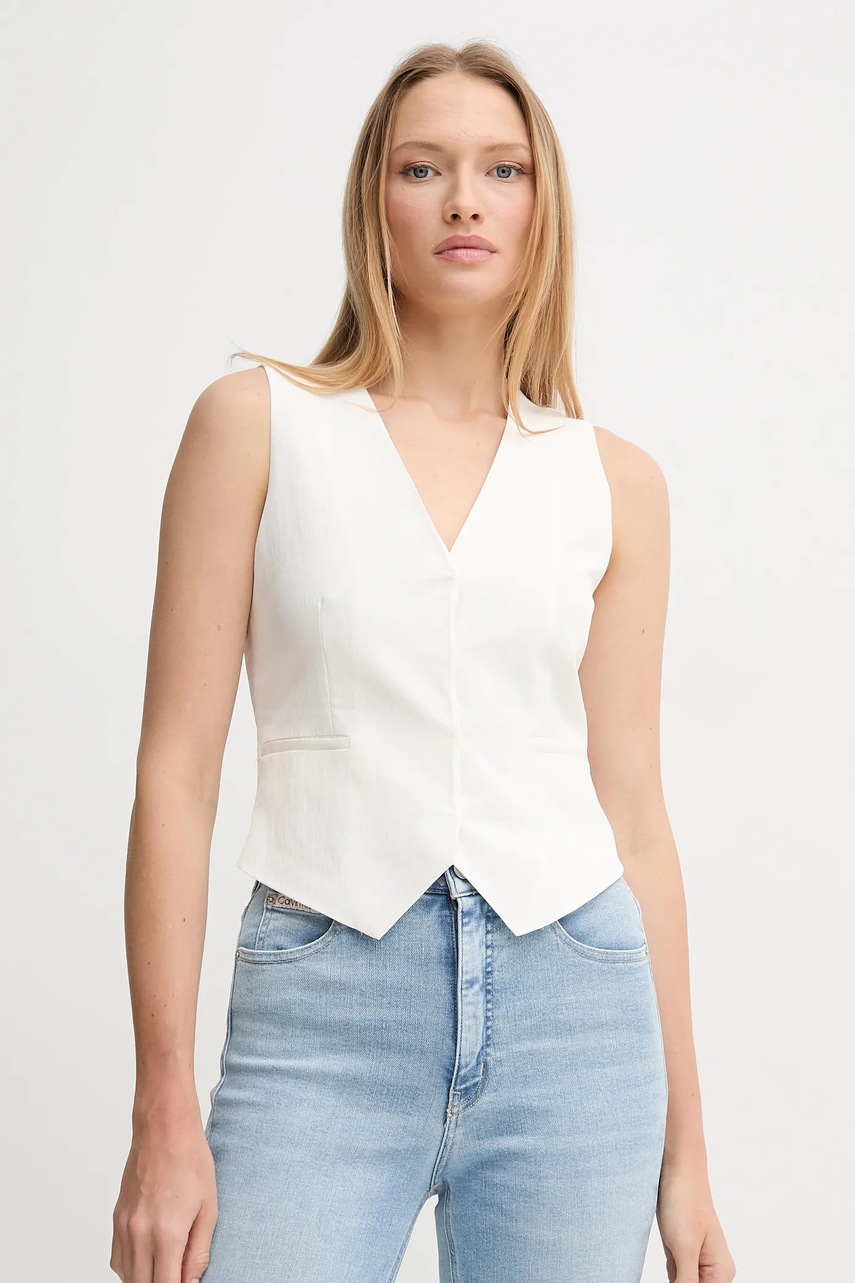 Levně Vesta Calvin Klein béžová barva, jednořadá, K20K208242