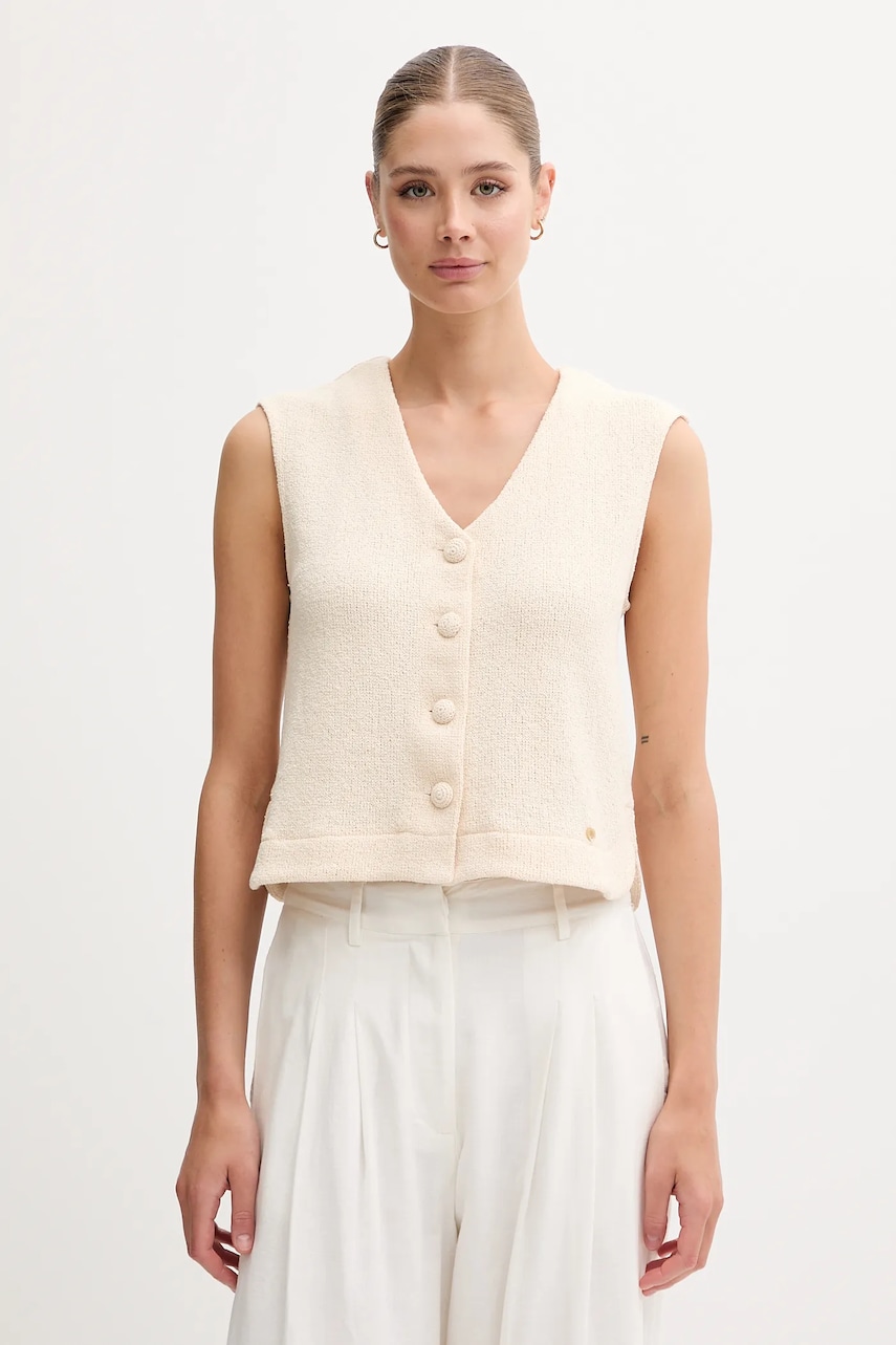 Levně Plátěné sako Calvin Klein béžová barva, LV044B404G