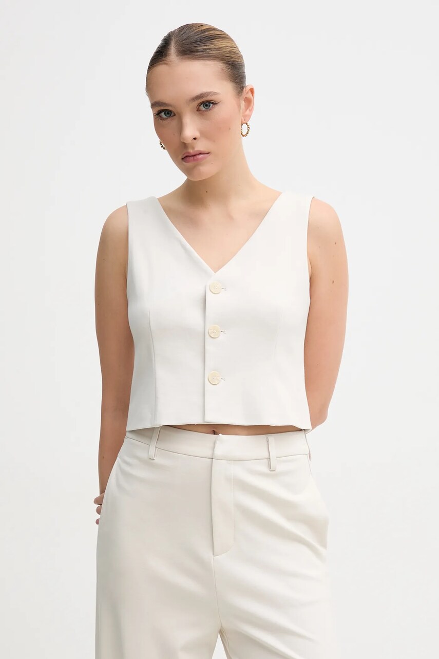 Levně Vesta Calvin Klein Jeans béžová barva, jednořadá, J20J225321