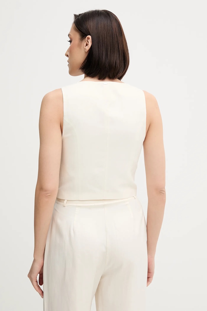 Γιλέκο με λινό μείγμα Gaudi χρώμα: μπεζ, 511FD35007 φωτογραφία