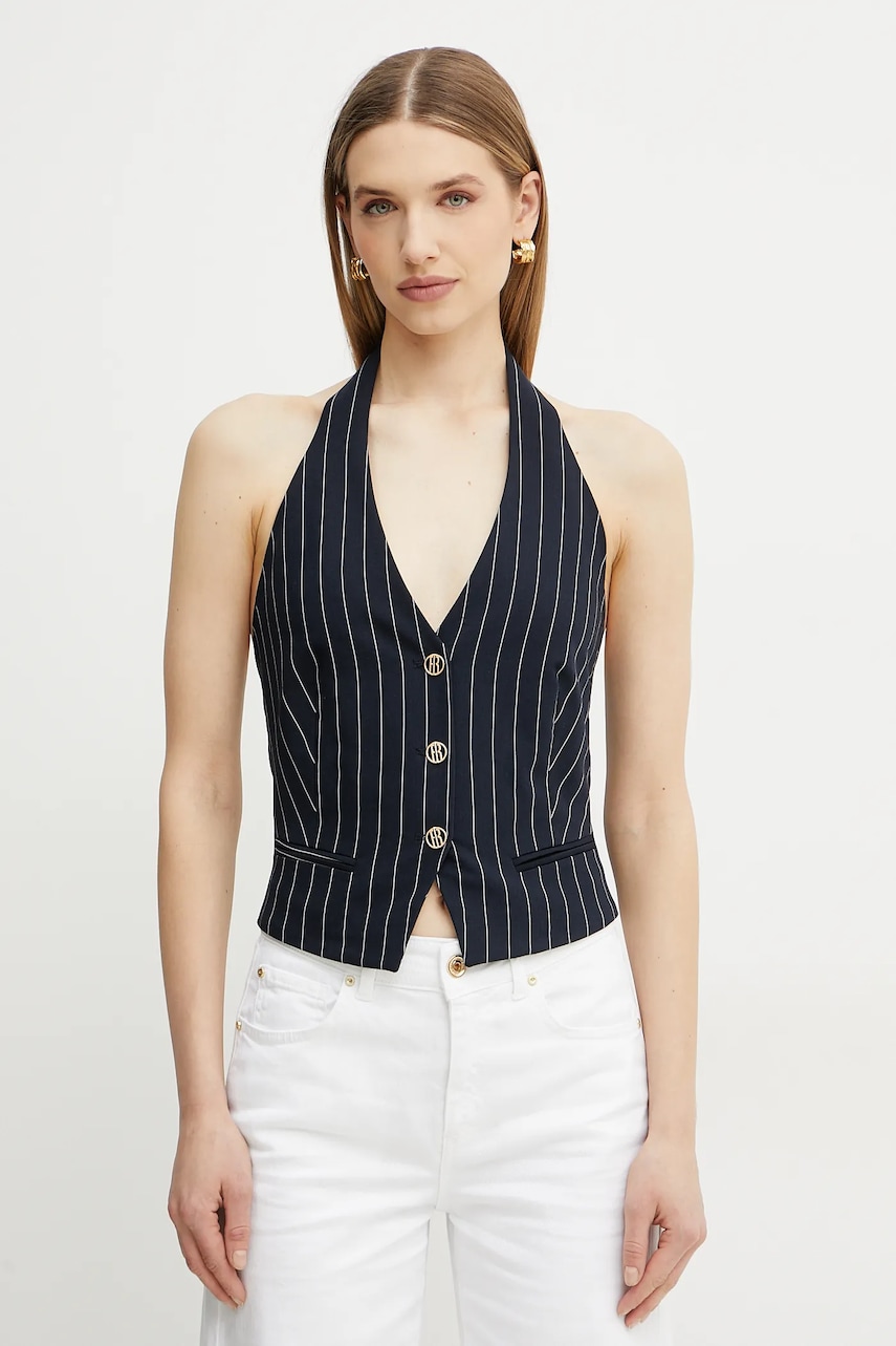 Fracomina vestă culoarea bleumarin, un singur rand de nasturi, FR25SJ5002W761D4 Fracomina vestă culoarea bleumarin, un singur rand de nasturi, FR25SJ5002W761D4