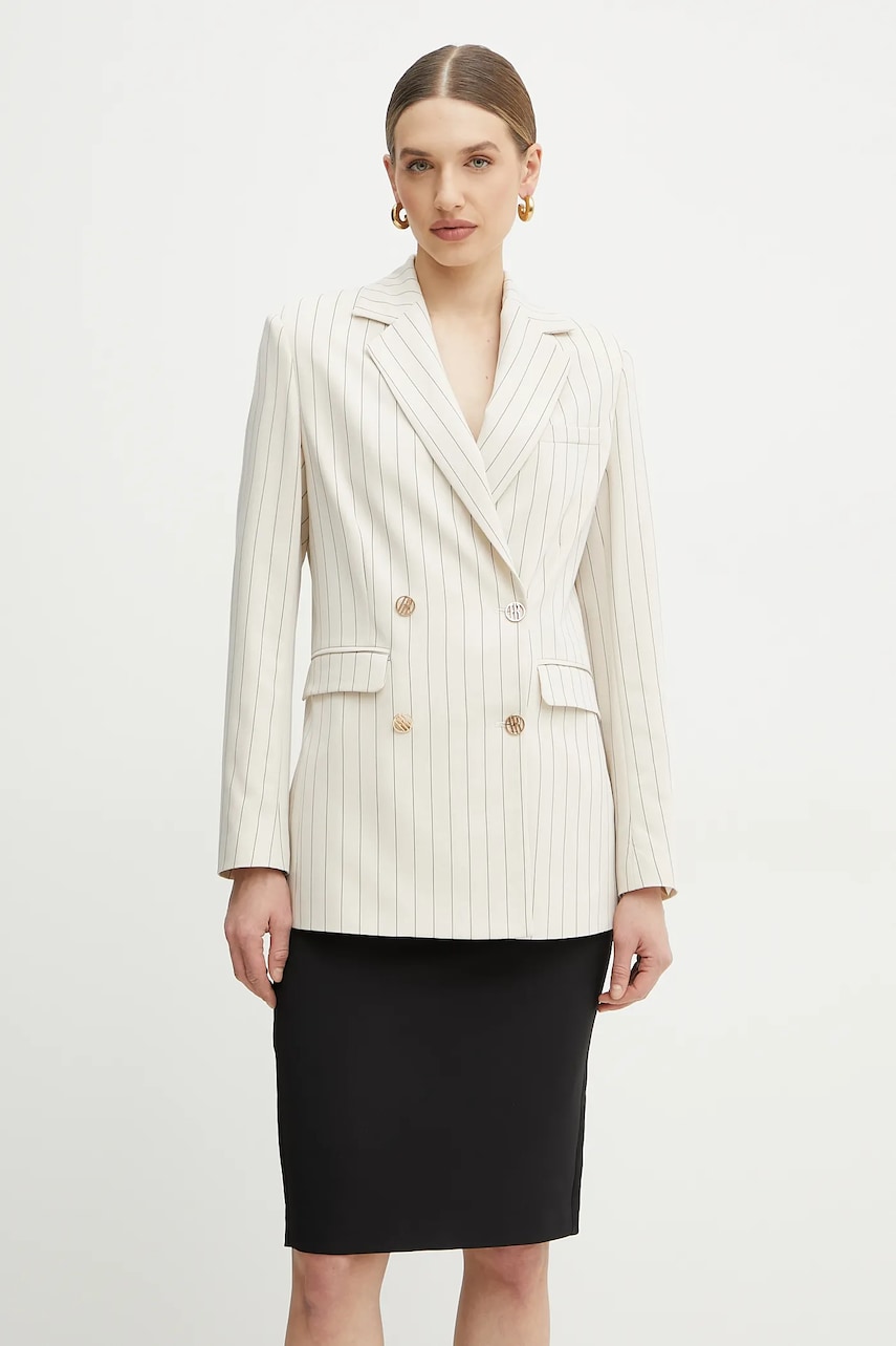 Fracomina sacou culoarea bej, cu doua randuri de nasturi, modelator, FR25SJ3003W761D4 Fracomina sacou culoarea bej, cu doua randuri de nasturi, modelator, FR25SJ3003W761D4