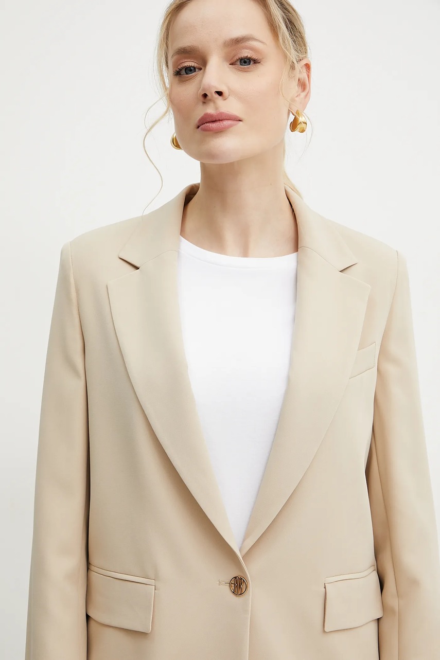 Σακάκι Fracomina χρώμα: μπεζ, FR25SJ3009W42901 φωτογραφία