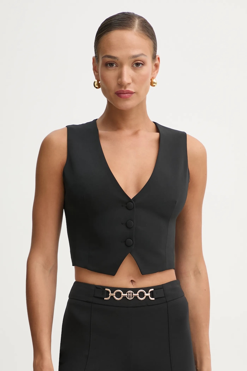 Fracomina vestă culoarea negru, un singur rand de nasturi, FR25SJ5009W42901