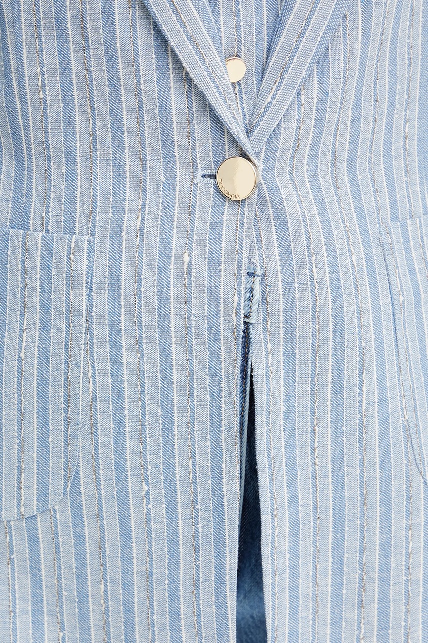 Blazer με μείγμα λινών Fracomina χρώμα: μπλε, FS25SJ3007W402Q6 φωτογραφία