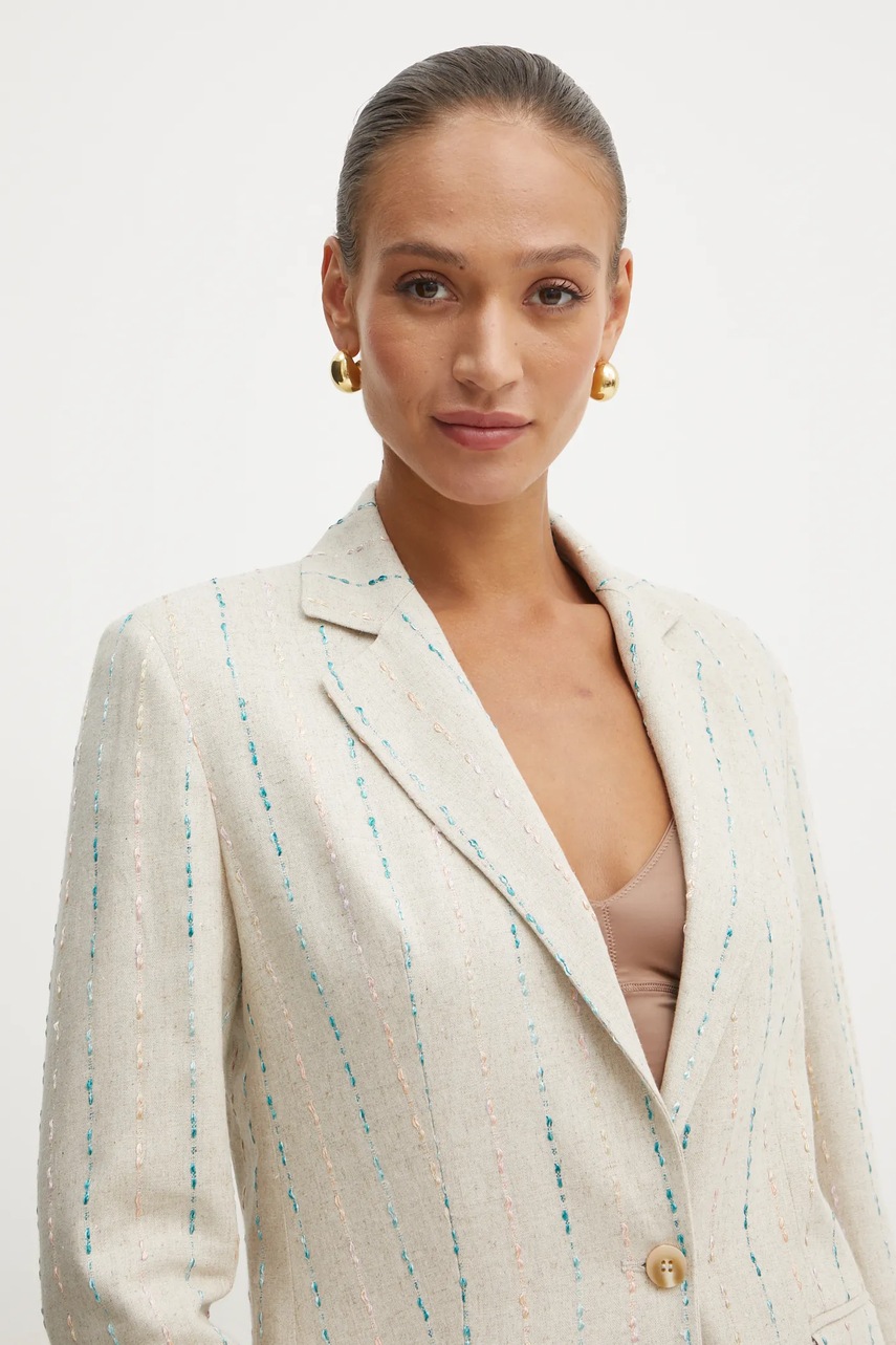 Σακάκι Fracomina χρώμα: μπεζ, FS25SJ3005W788N8 φωτογραφία