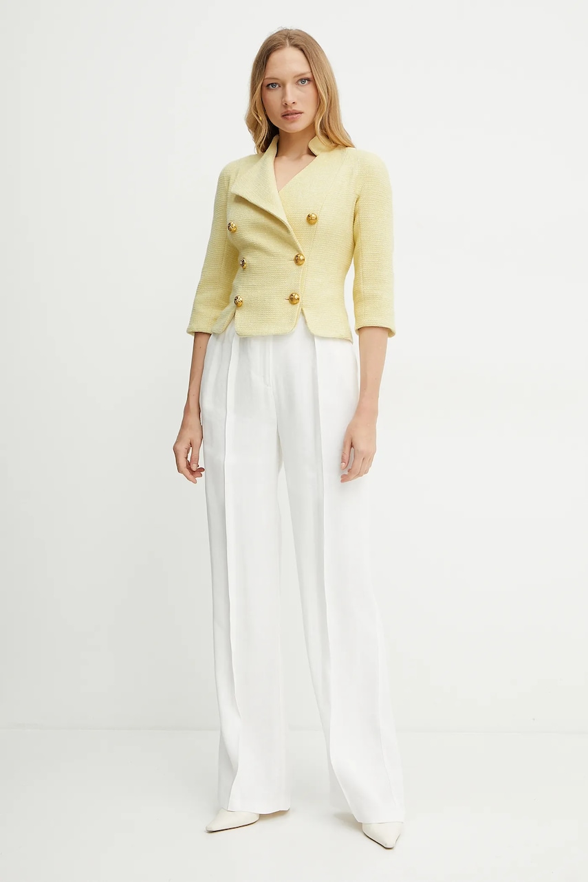Пиджак Elisabetta Franchi цвет жёлтый двубортный однотонный GI16152E2 Пиджак Elisabetta Franchi цвет жёлтый двубортный однотонный GI16152E2