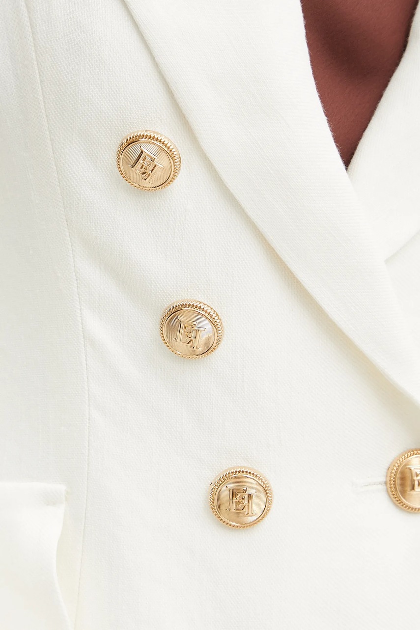 Λινό πανωφόρι Elisabetta Franchi χρώμα: μπεζ, GI16252E2 φωτογραφία