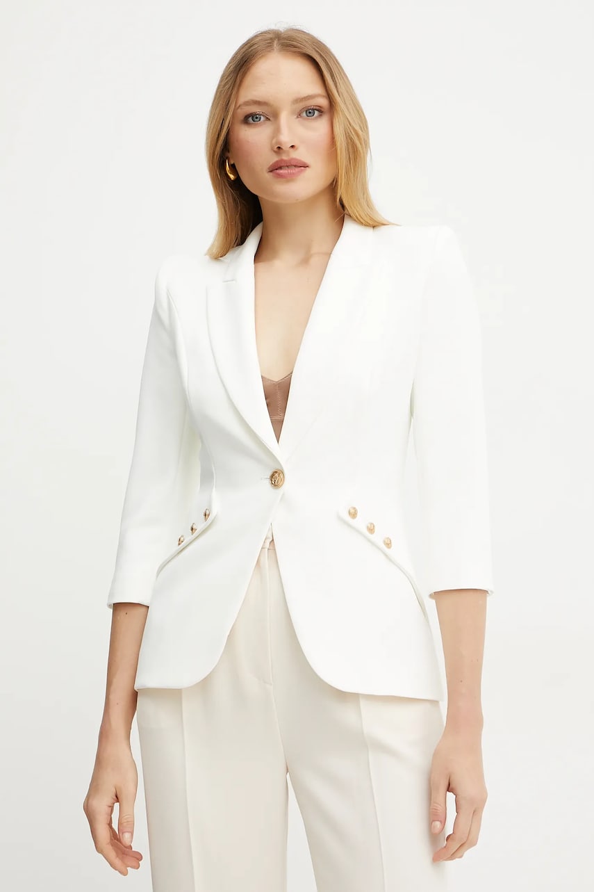 Elisabetta Franchi sacou culoarea bej, un singur rand de nasturi, uni, GI16452E2 Elisabetta Franchi sacou culoarea bej, un singur rand de nasturi, uni, GI16452E2