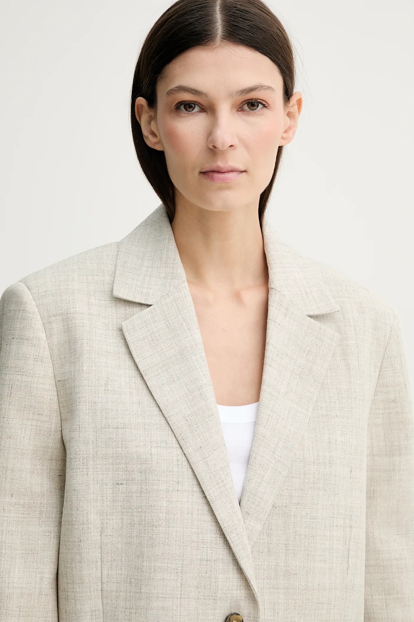 Blazer με μείγμα λινών Herskind Matteo χρώμα: μπεζ, 5543188 φωτογραφία