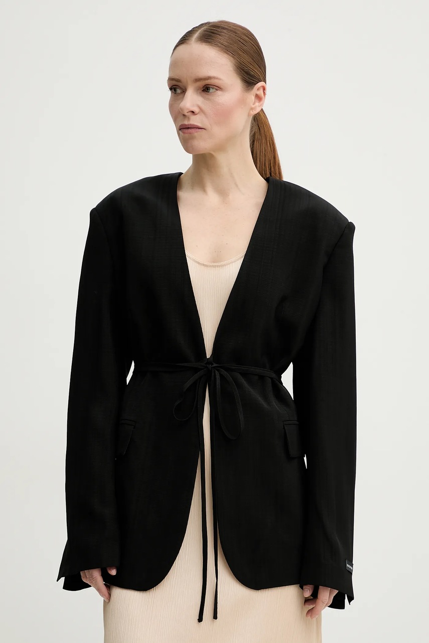 Herskind sacou Indiana culoarea negru, oversize, uni, 5554190