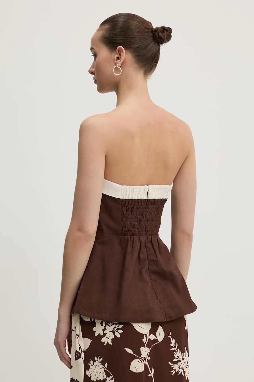 Abercrombie & Fitch vászon felső barna, sima, KI140-5047 termék 2. képe