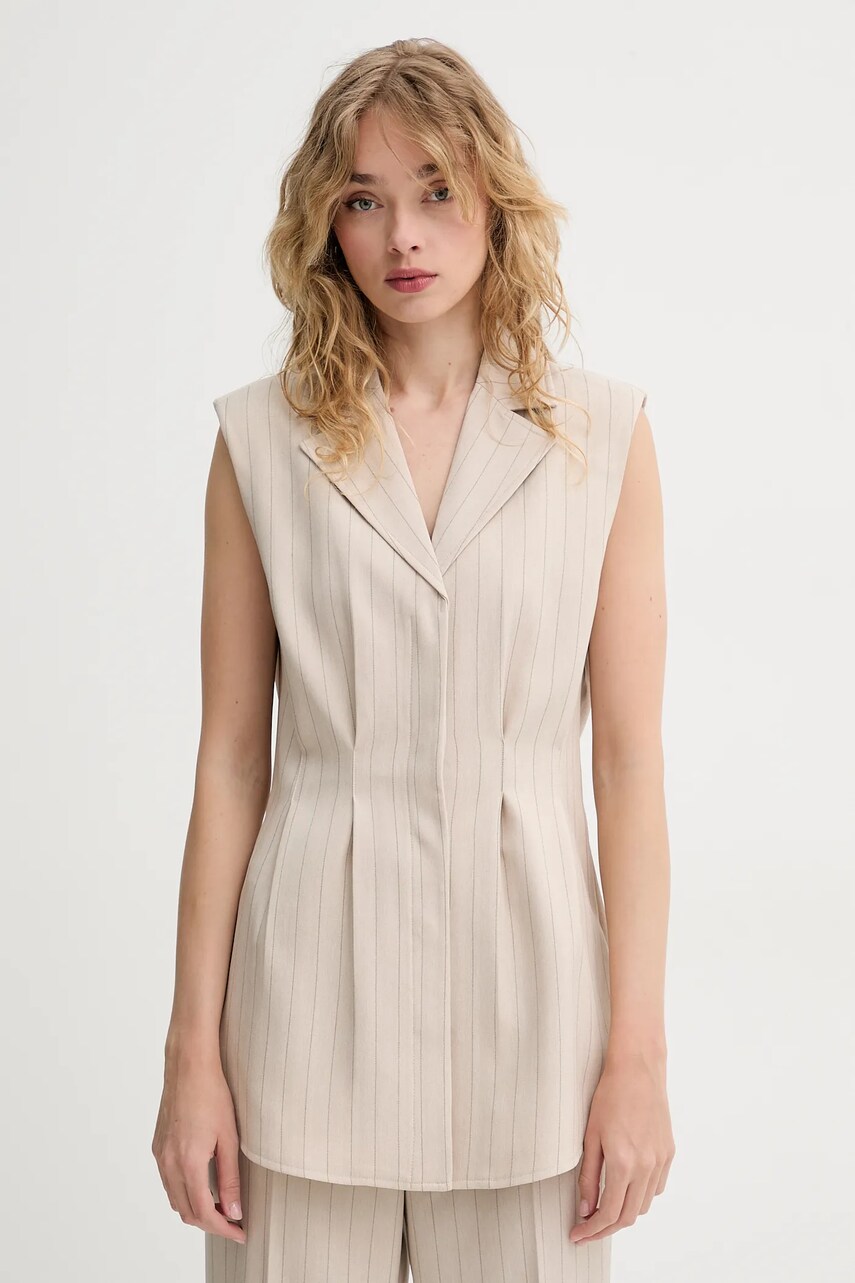 Bruuns Bazaar vesta culoarea bej, un singur rand de nasturi, BBW4414