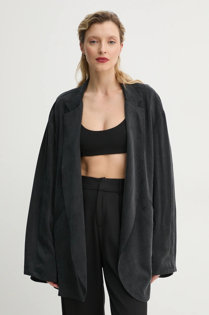 MMC STUDIO sacou culoarea negru, desfacut, neted, FRAKTA.MARYNARKA