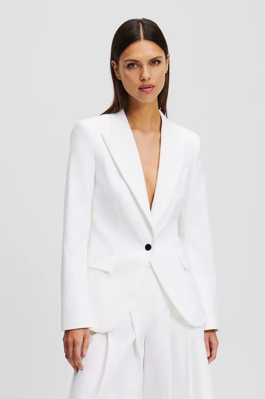 Karl Lagerfeld sacou culoarea alb, un singur rand de nasturi, uni, A2W14023 Karl Lagerfeld sacou culoarea alb, un singur rand de nasturi, uni, A2W14023