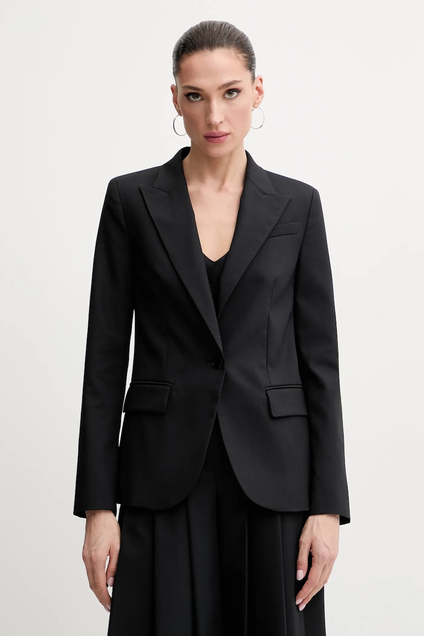 Karl Lagerfeld sacou culoarea negru, un singur rand de nasturi, uni, A2W14023 Karl Lagerfeld sacou culoarea negru, un singur rand de nasturi, uni, A2W14023