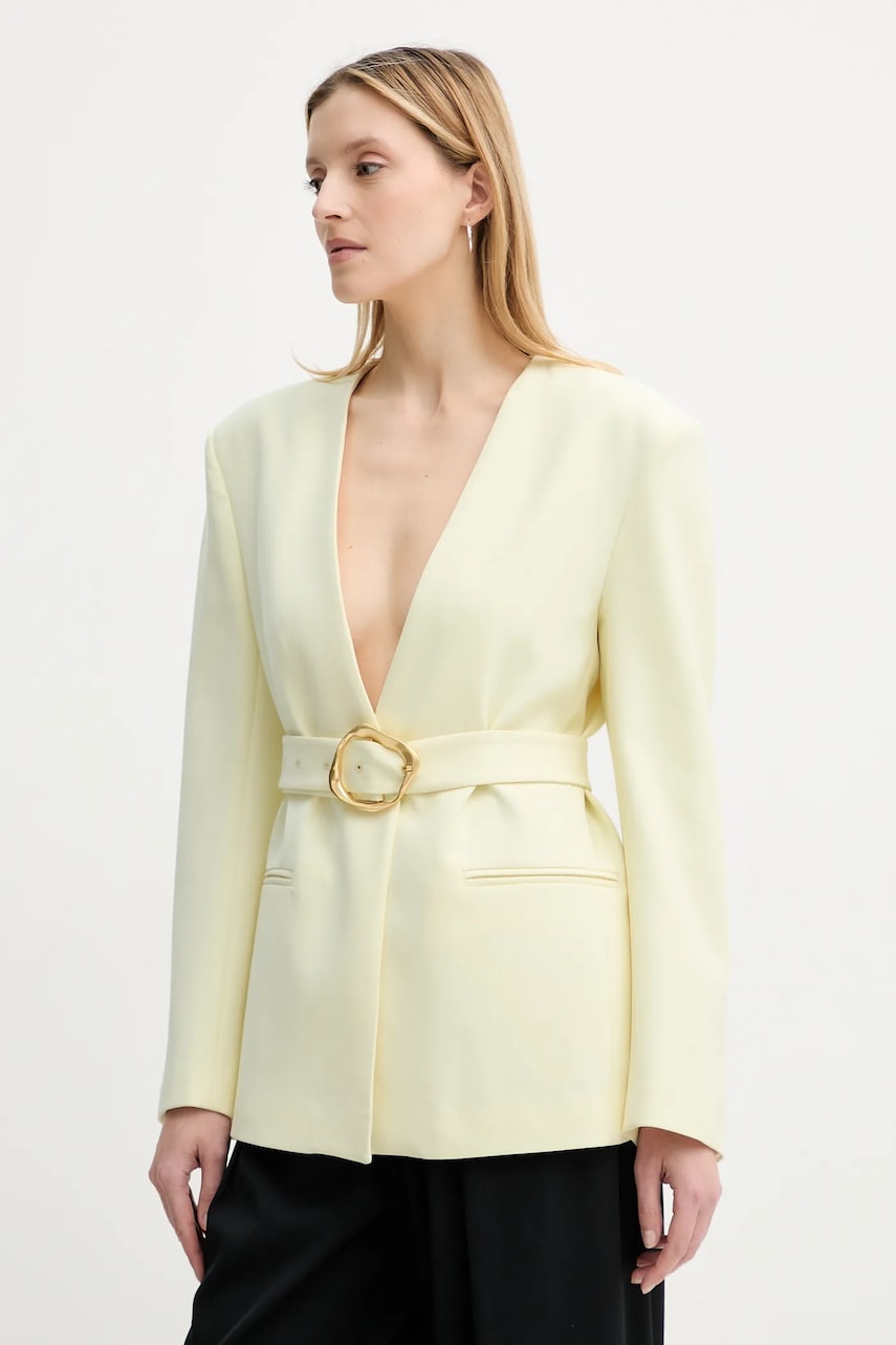 ISABELLE BLANCHE sacou culoarea galben, un singur rand de nasturi, uni, IS25SS-J040-T008 ISABELLE BLANCHE sacou culoarea galben, un singur rand de nasturi, uni, IS25SS-J040-T008