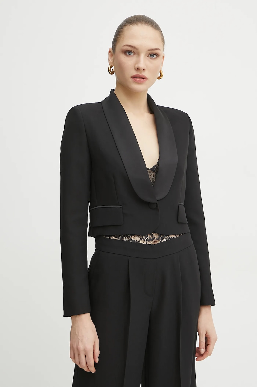Ermanno Scervino sacou culoarea negru, un singur rand de nasturi, neted, 56TI007E22 Ermanno Scervino sacou culoarea negru, un singur rand de nasturi, neted, 56TI007E22