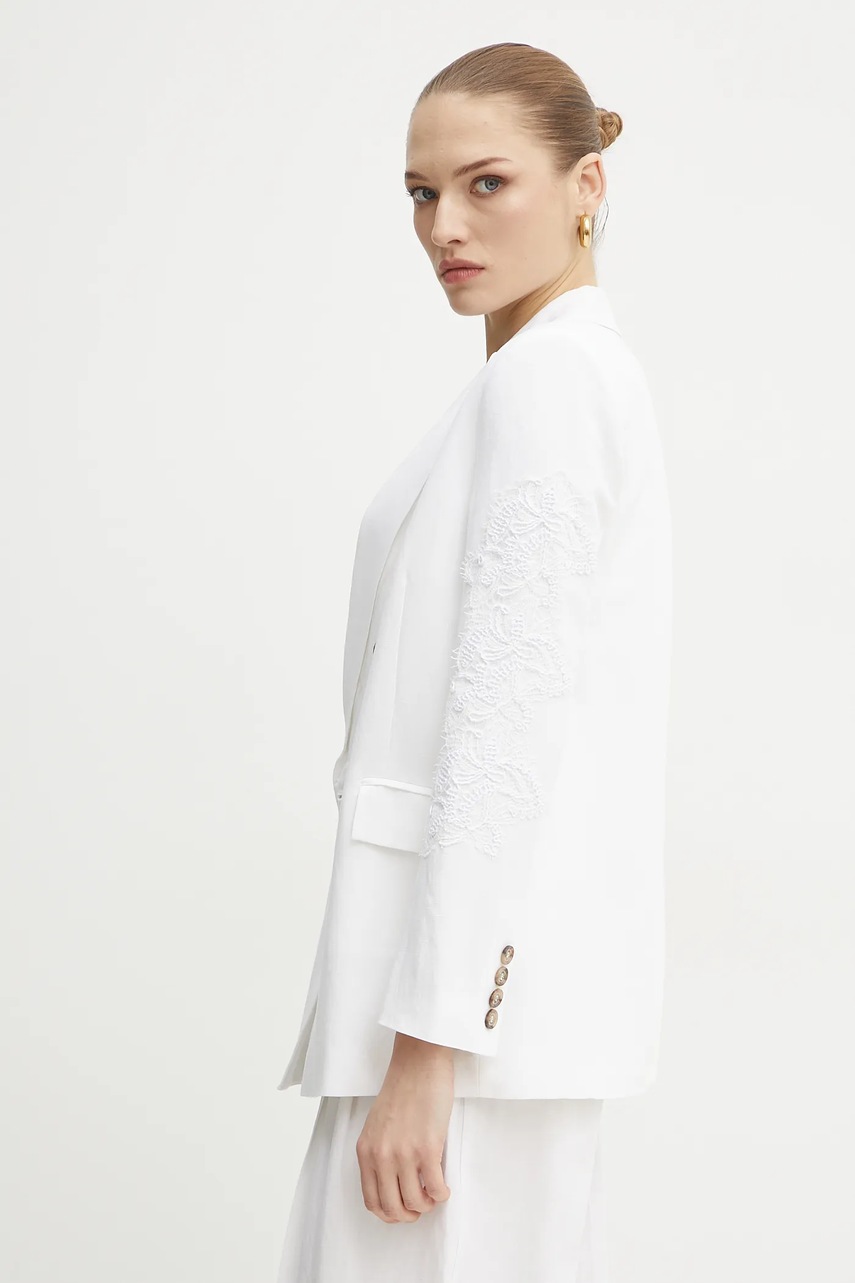 Blazer με μείγμα λινών Ermanno Firenze χρώμα: άσπρο, 56TI021ES1 φωτογραφία