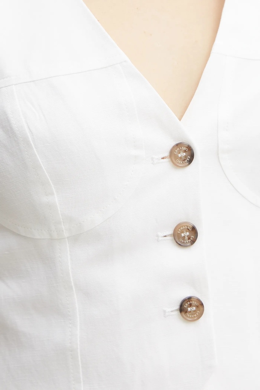 Γιλέκο με λινό μείγμα Ermanno Firenze χρώμα: άσπρο, 56TN002ES1 φωτογραφία