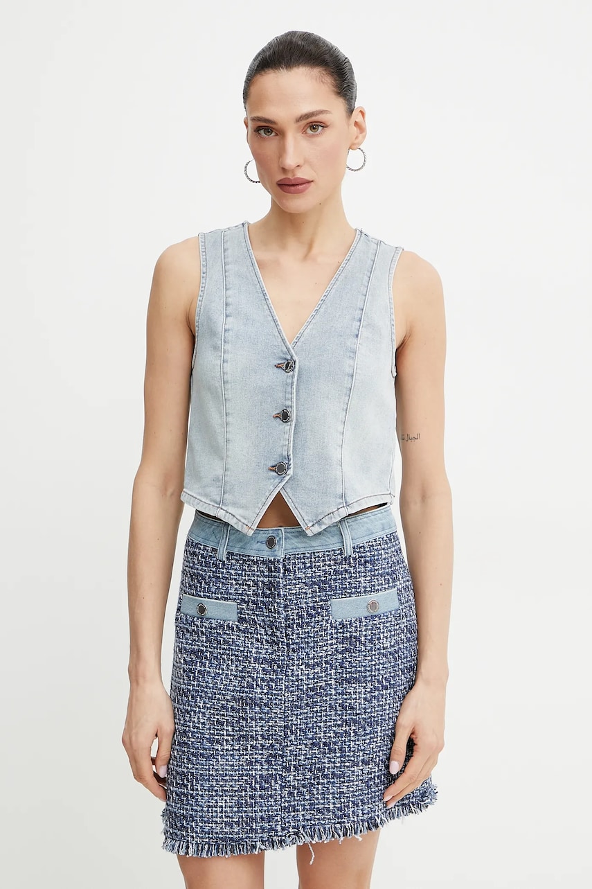 Morgan vesta jeans CFLA un singur rand de nasturi, CFLA Morgan vesta jeans CFLA un singur rand de nasturi, CFLA