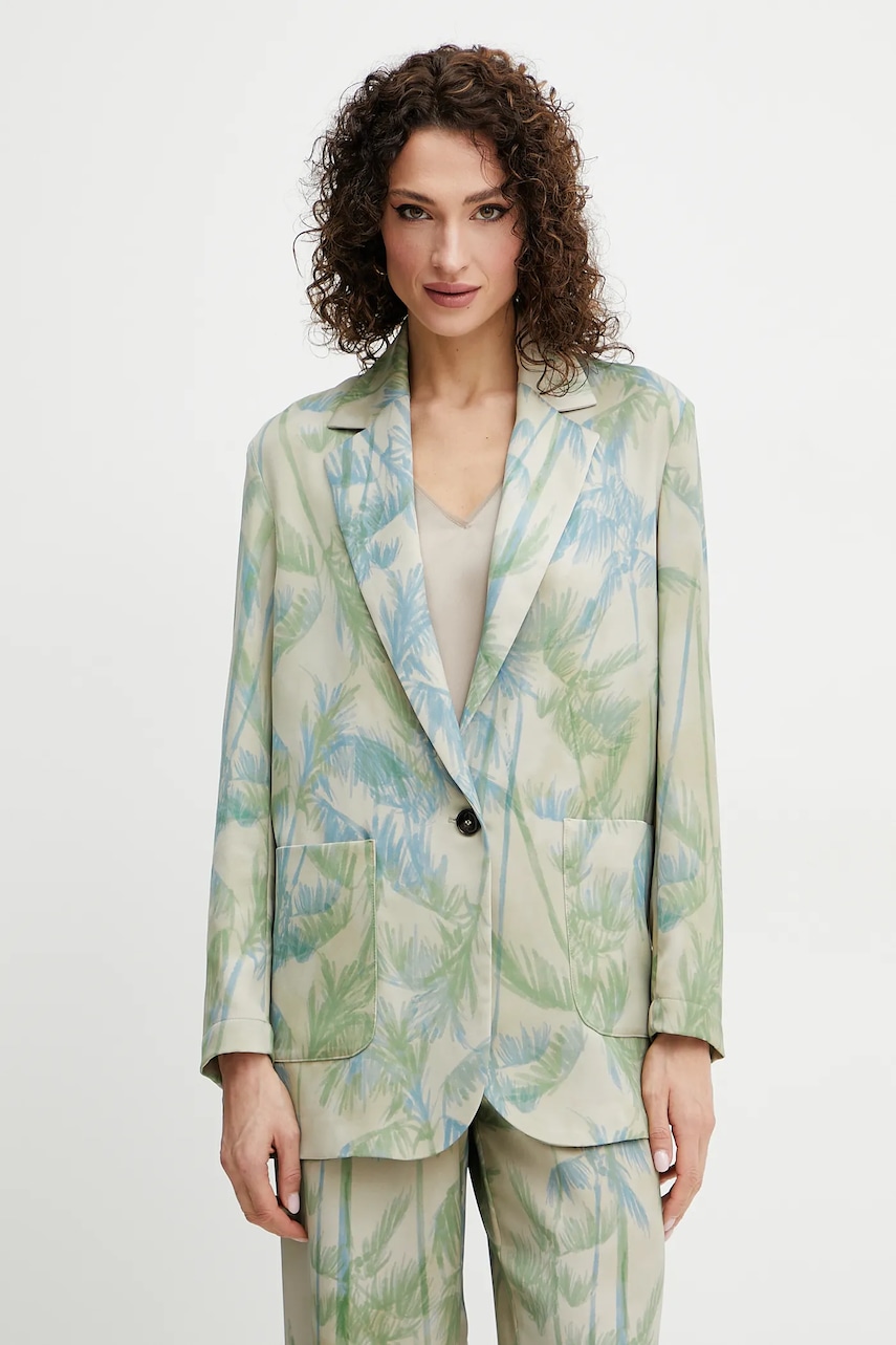 MAX&Co. sacou culoarea bej, un singur rand de nasturi, cu imprimeu, 2516041043200