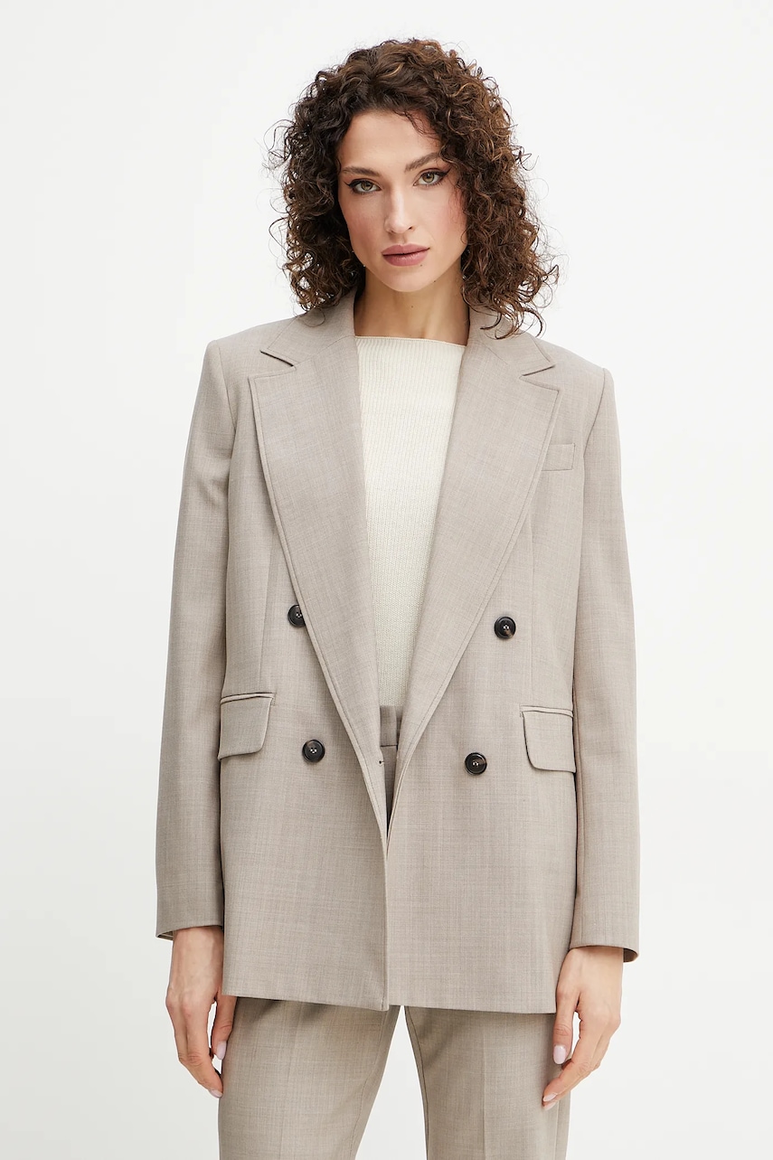 MAX&Co. sacou din lână culoarea bej, un singur rand de nasturi, uni, 2516041083200 MAX&Co. sacou din lână culoarea bej, un singur rand de nasturi, uni, 2516041083200