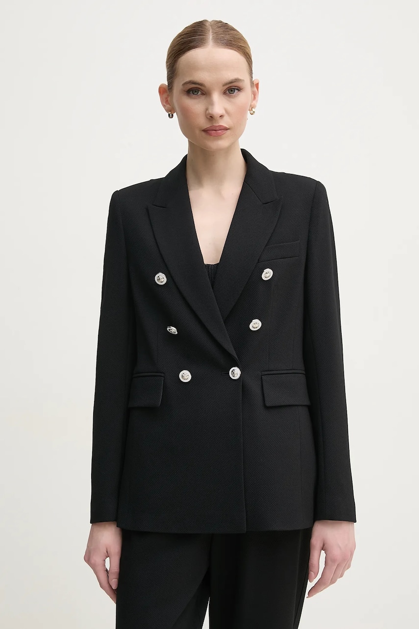 Marc Aurel sacou culoarea negru, cu doua randuri de nasturi, neted, 3903-7020-93391