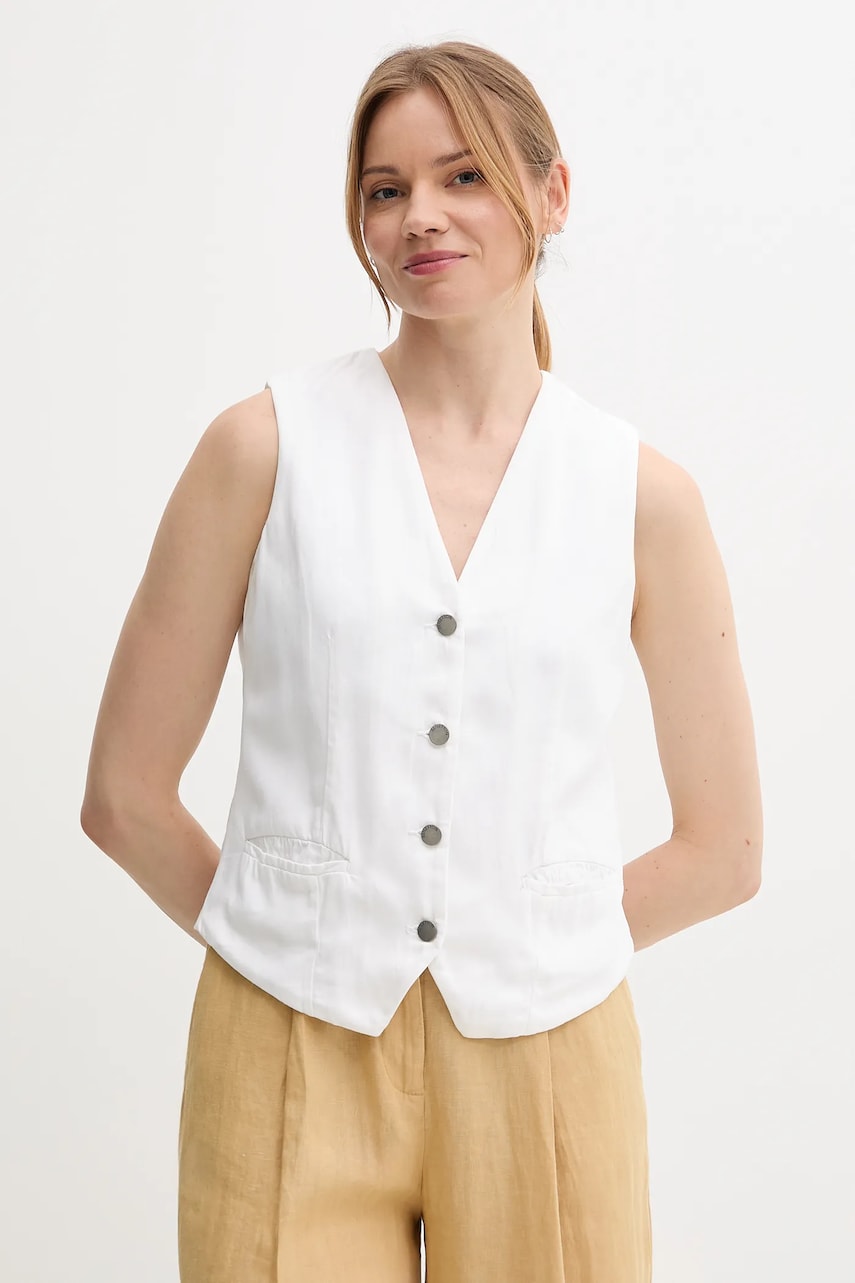 United Colors of Benetton vestă culoarea alb, un singur rand de nasturi, 2LEDDJ00G