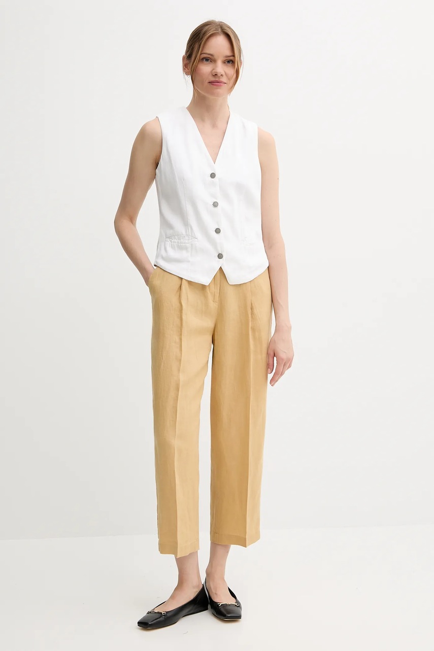 Безрукавка United Colors of Benetton цвет белый однобортная 2LEDDJ00G