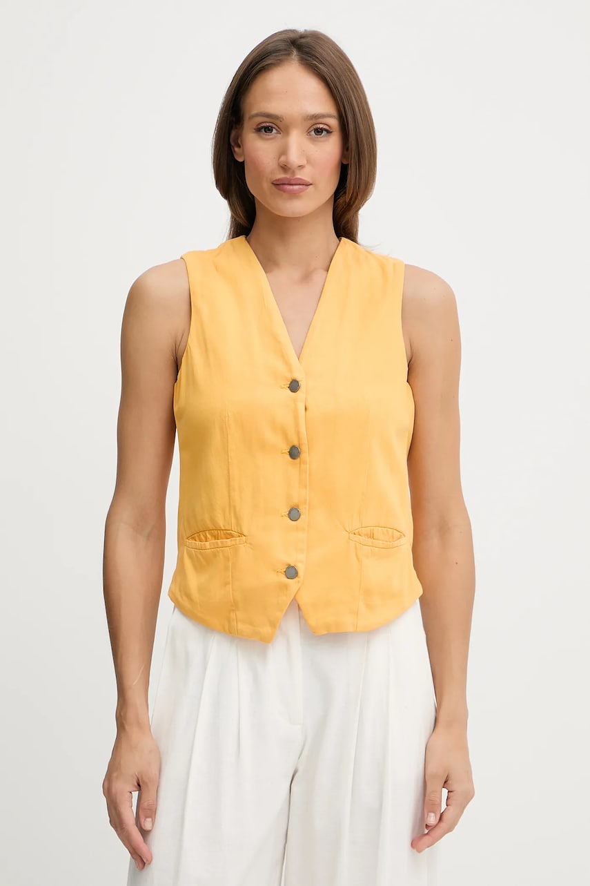 United Colors of Benetton vestă culoarea galben, un singur rand de nasturi, 2LEDDJ00G