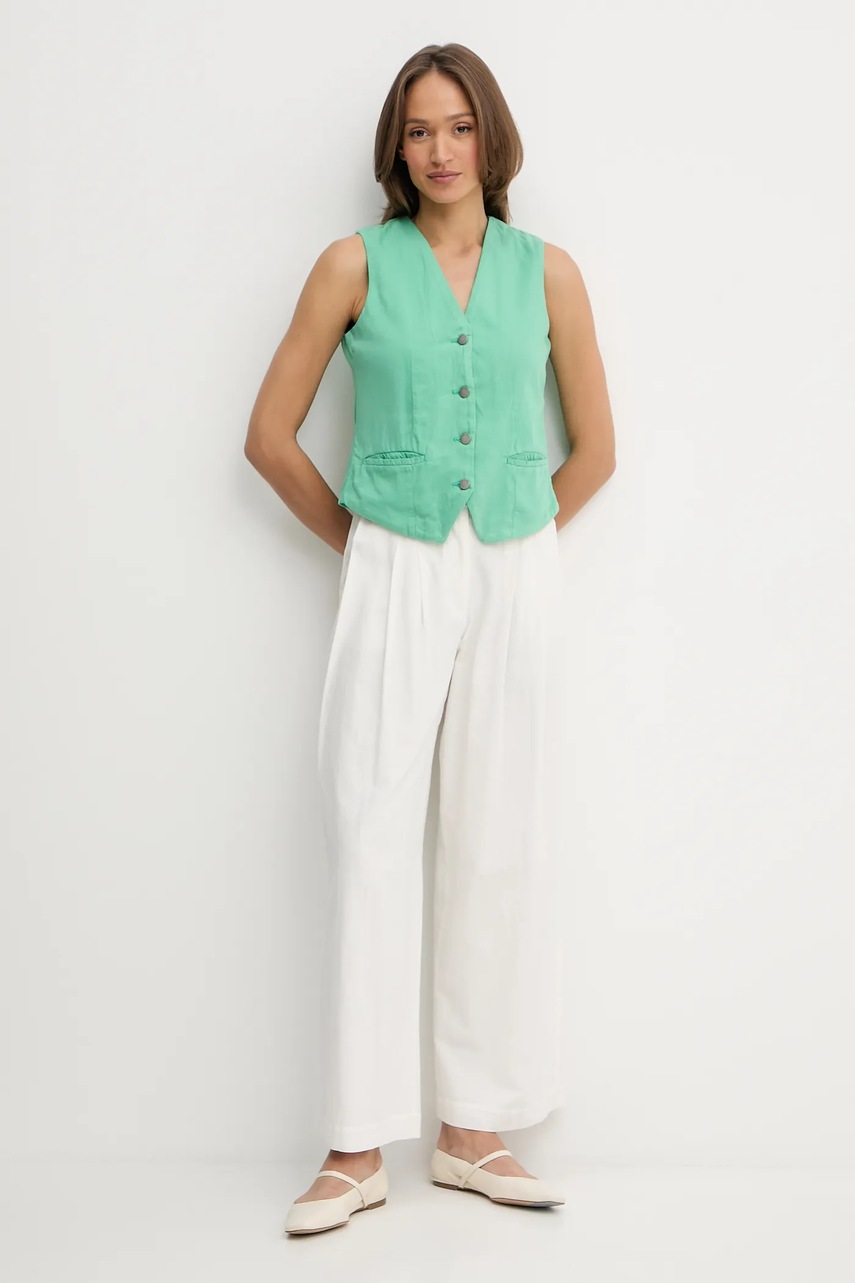 Безрукавка United Colors of Benetton цвет зелёный однобортная 2LEDDJ00G