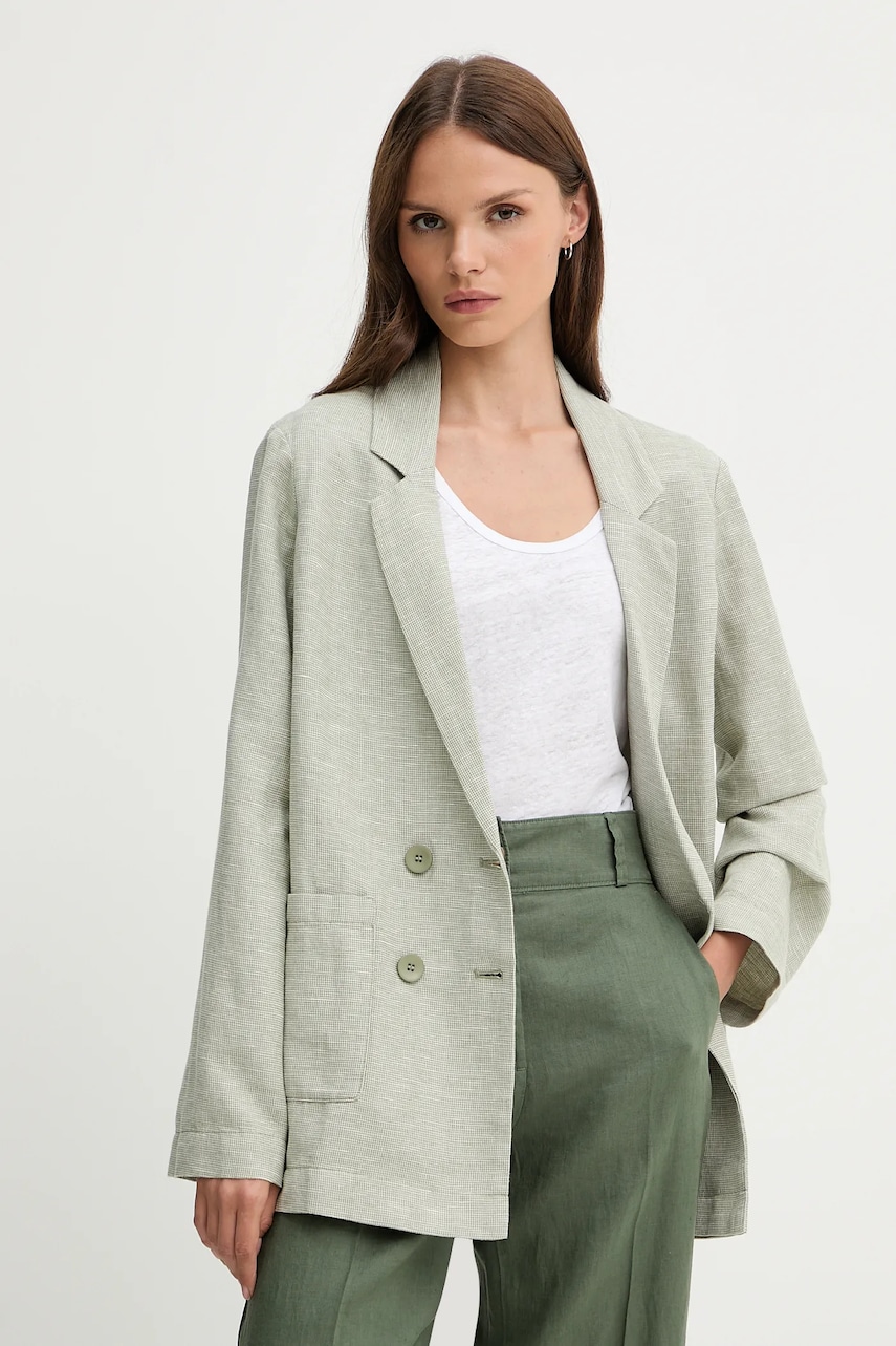 United Colors of Benetton sacou de in culoarea verde, cu doua randuri de nasturi, cu imprimeu, 265XDW035