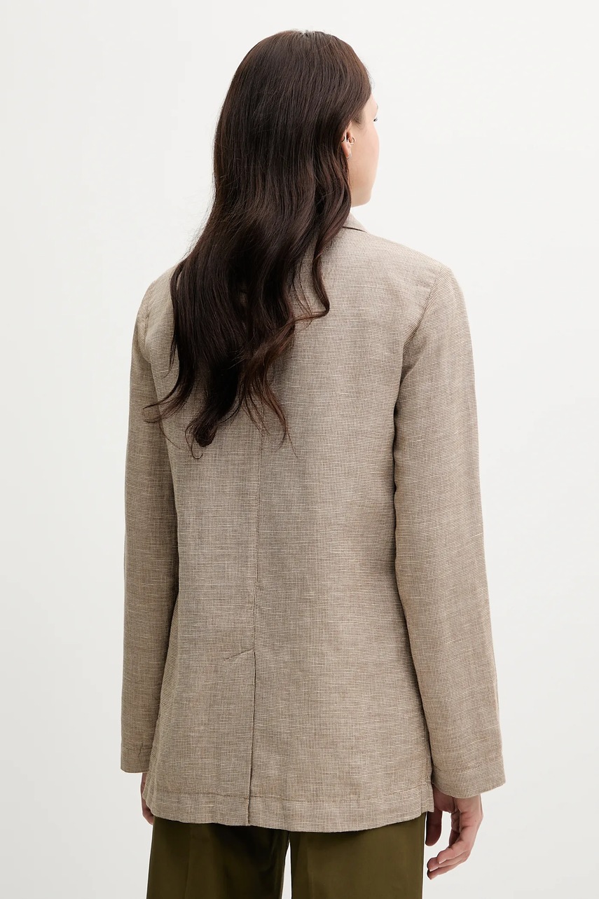 Λινό πανωφόρι United Colors of Benetton χρώμα: μπεζ, 265XDW035 φωτογραφία