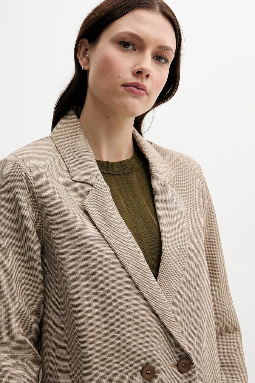 Λινό πανωφόρι United Colors of Benetton χρώμα: μπεζ, 265XDW035 φωτογραφία