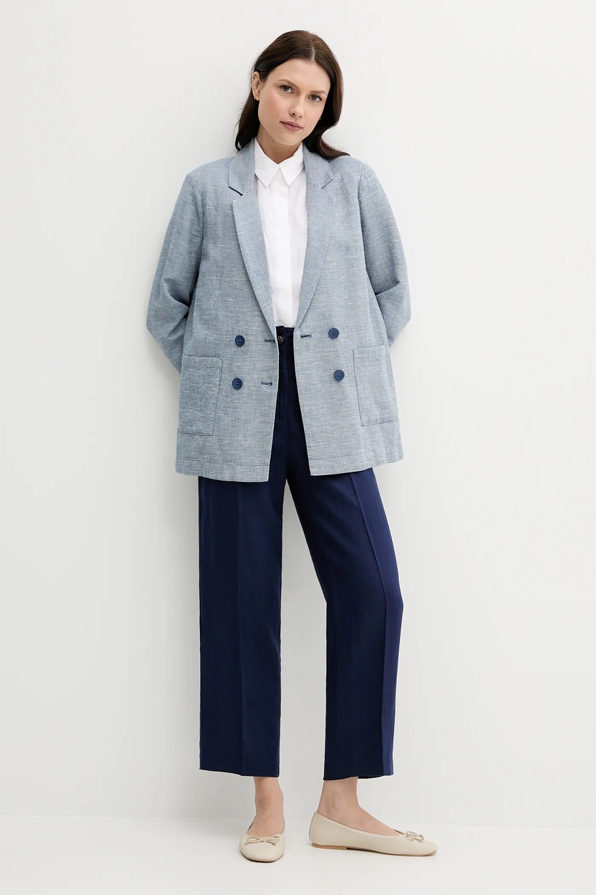 Льняной жакет United Colors of Benetton двубортный узор 265XDW035