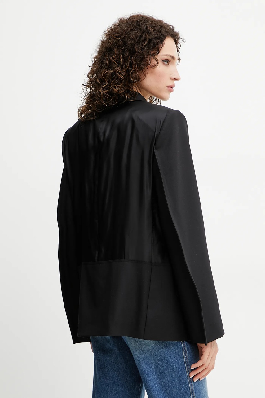 Victoria Beckham blézer gyapjú keverékből fekete, sima, egysoros gombolású, 1225WJK006168B termék 2. képe